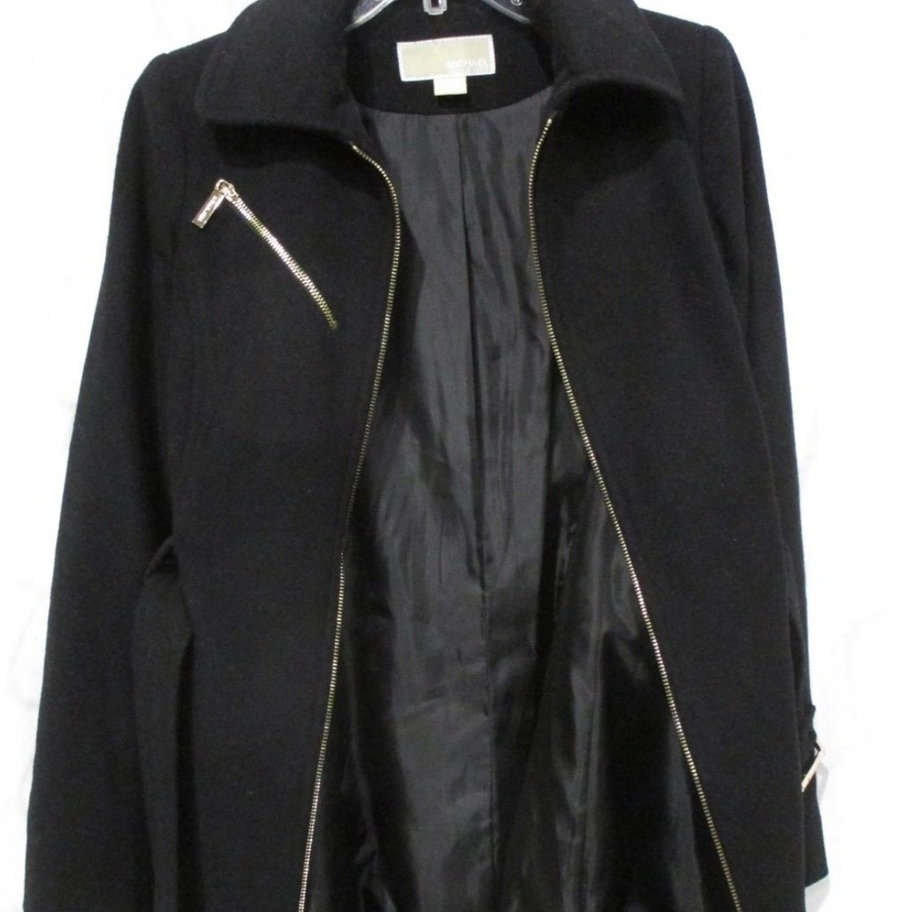 Michael Kors Black Pea Coat with Gold Accents